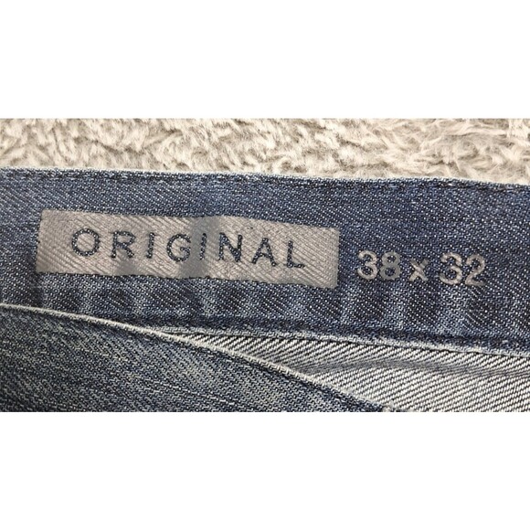 Gap Jeans Mens Sz 38x32 Straight Leg Denim Blue Stretch Distressed Original Fit - Picture 6 of 14